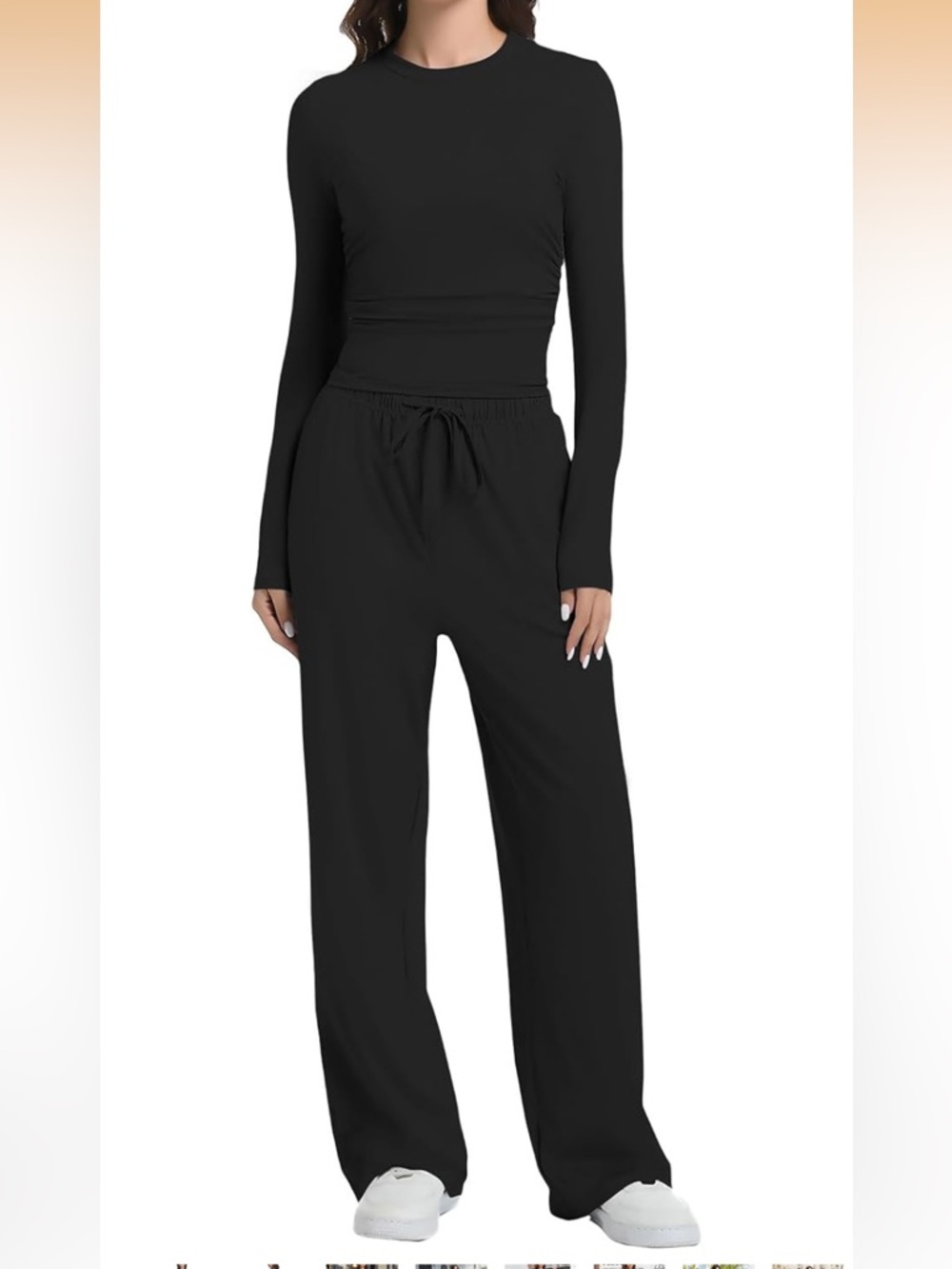 Women's Lounge Set - Long Sleeve Top & Elastic Waist Pants